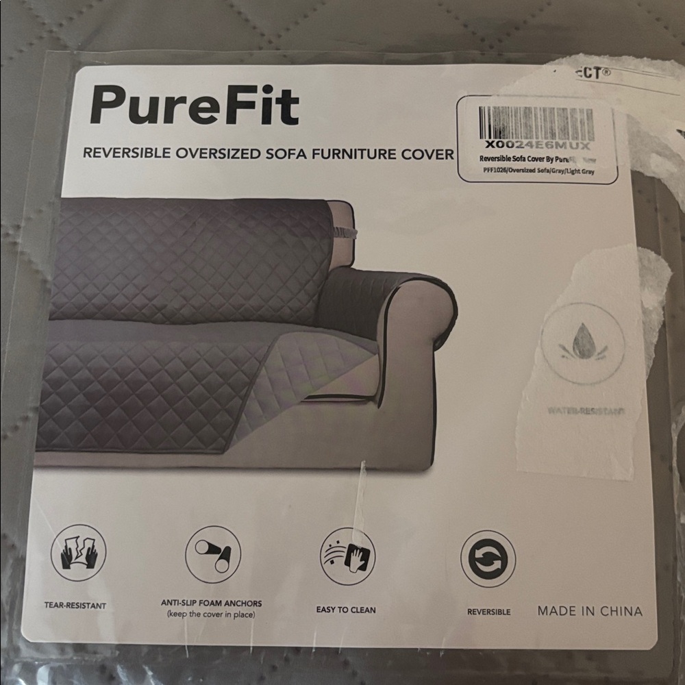 🏷️NWT PureFit Gray Quilted Sofa Cover